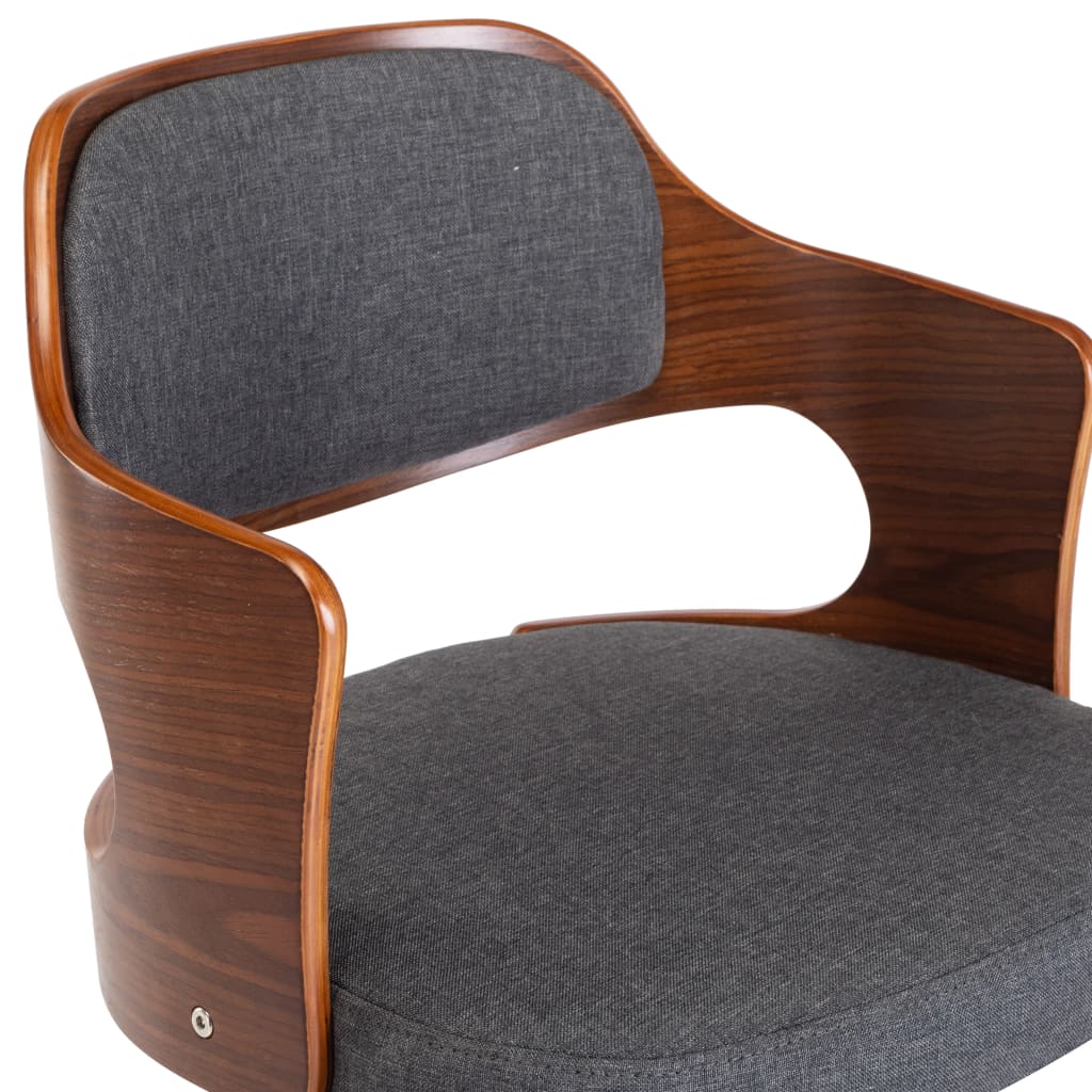 vidaXL Pasukama valgomojo kėdė, pilka, lenkta mediena ir audinys