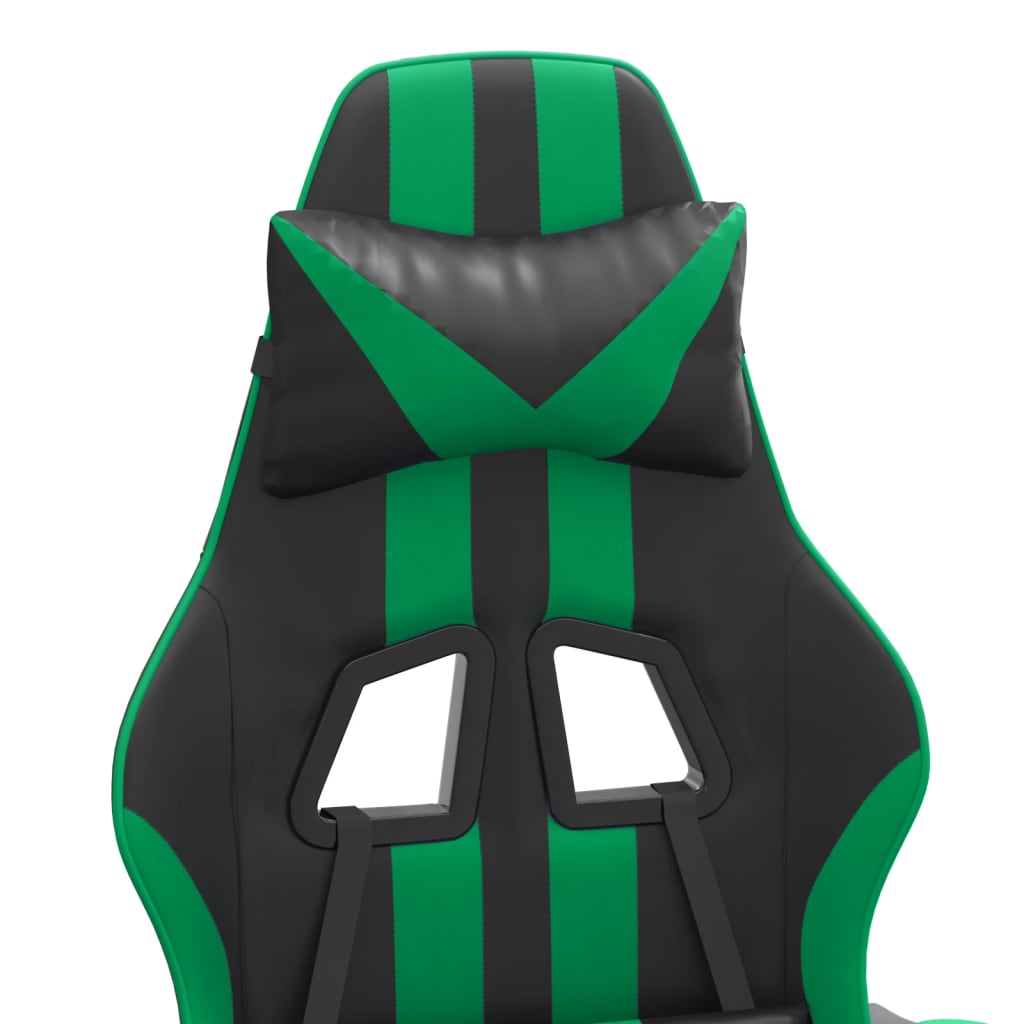 vidaXL Pasukama žaidimų kėdė, juodos ir žalios spalvos, dirbtinė oda
