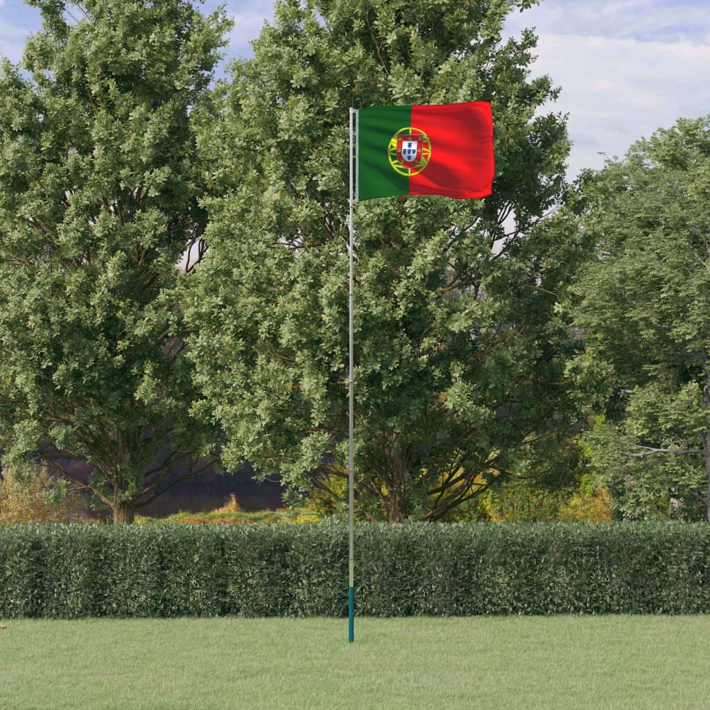 vidaXL Portugalijos vėliava su stiebu, aliuminis, 5,55m