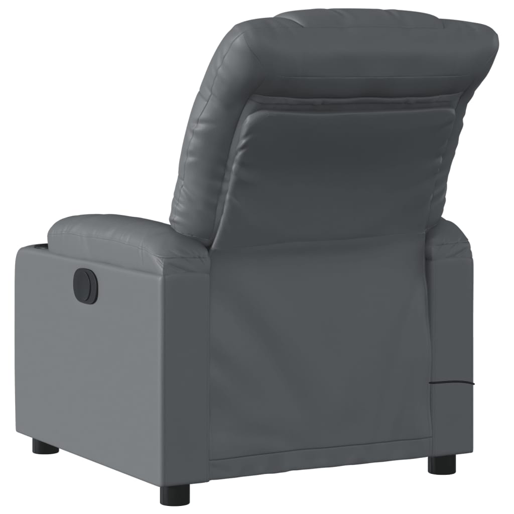 vidaXL Atlošiamas masažinis krėslas, pilkos spalvos, dirbtinė oda
