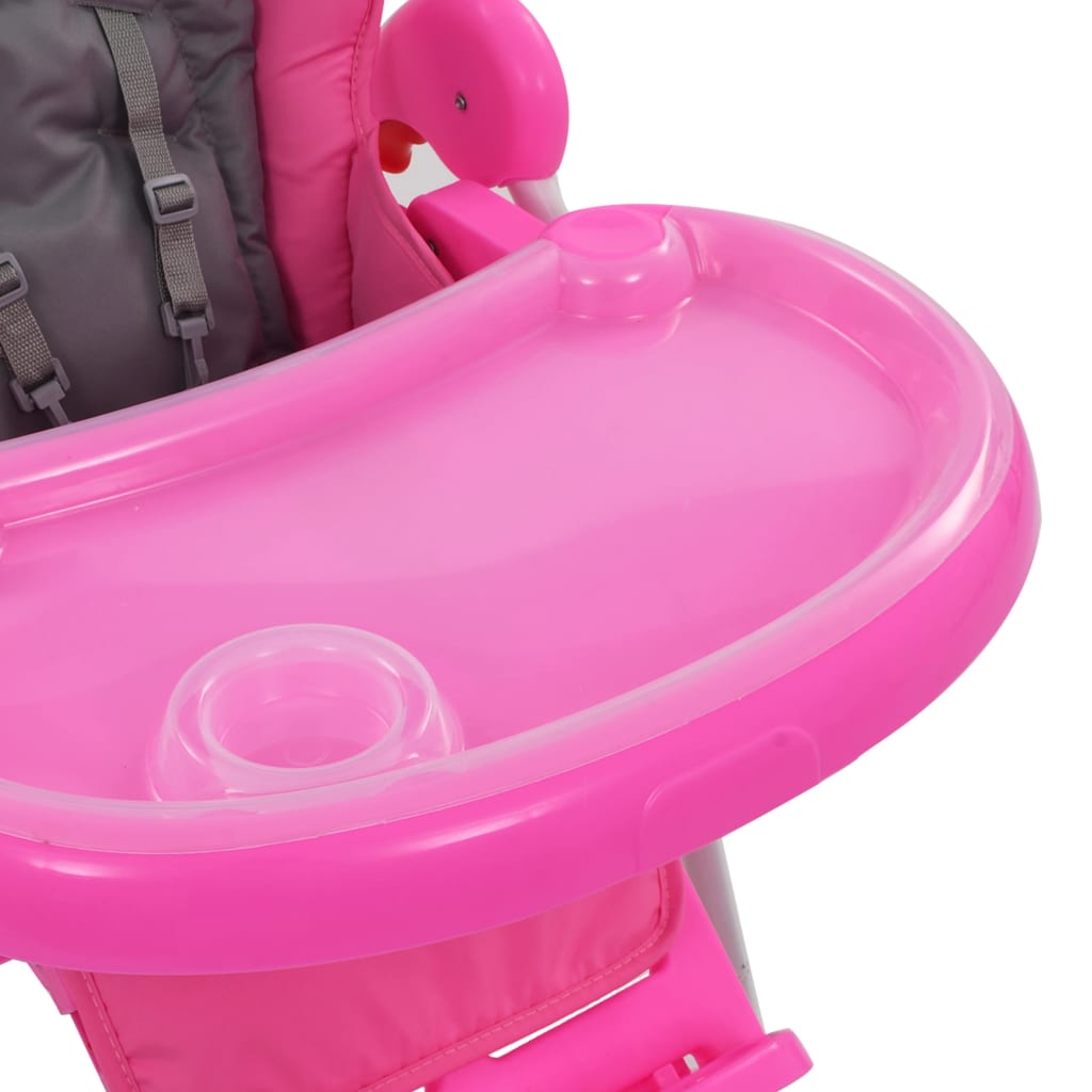 vidaXL Aukšta maitinimo kėdutė, rožinės ir pilkos spalvos