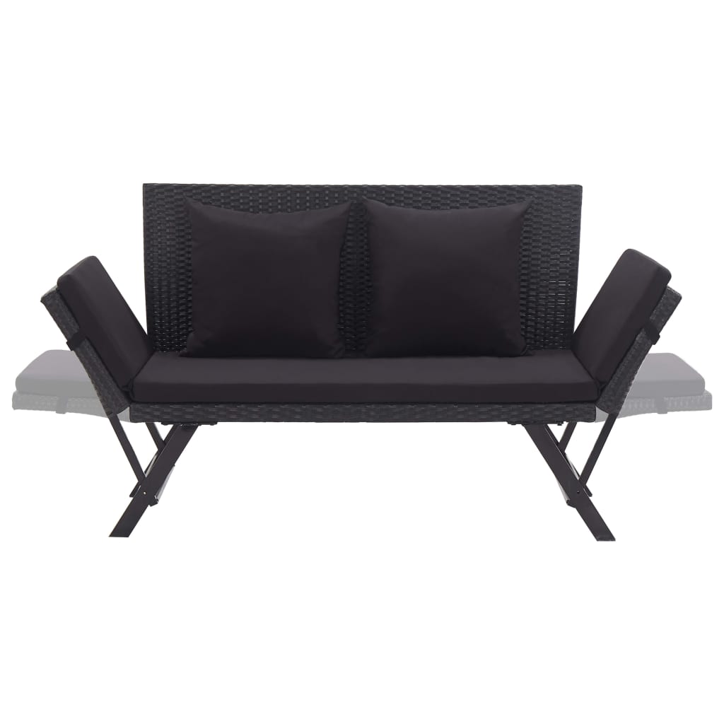 vidaXL Sodo suoliukas su pagalvėlėmis, juodas, 176cm, poliratanas