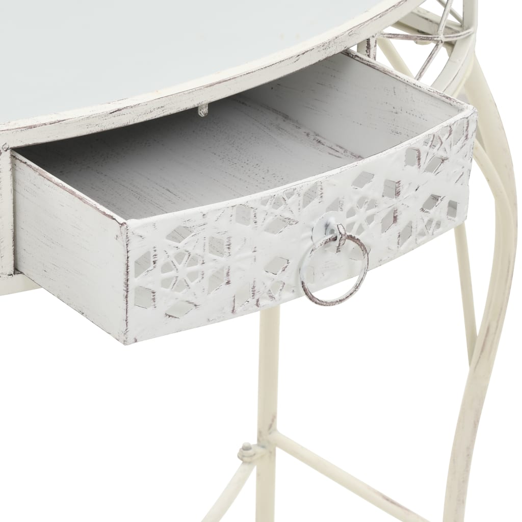 vidaXL Šoninis staliukas, baltas, 82x39x76cm, metalas, prancūziškas