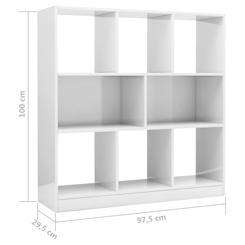 vidaXL Spintelė knygoms, baltos sp., 97,5x29,5x100cm, MDP, lab. blizgi