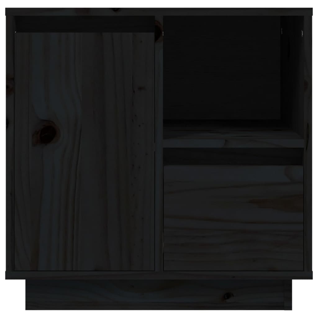 vidaXL Naktinė spintelė, juoda, 50x34x50cm, pušies medienos masyvas