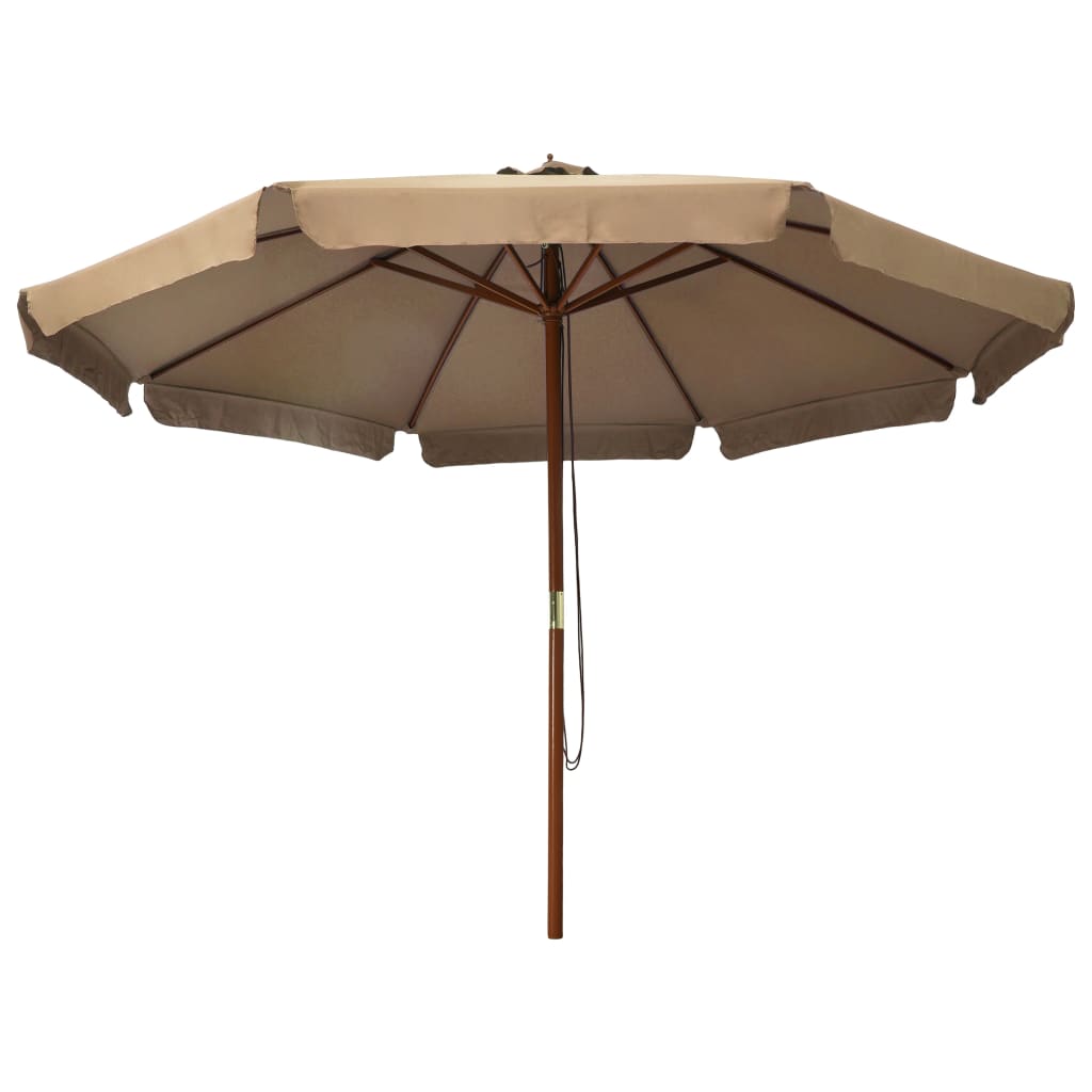 vidaXL Lauko skėtis su mediniu stulpu, taupe spalvos, 330cm