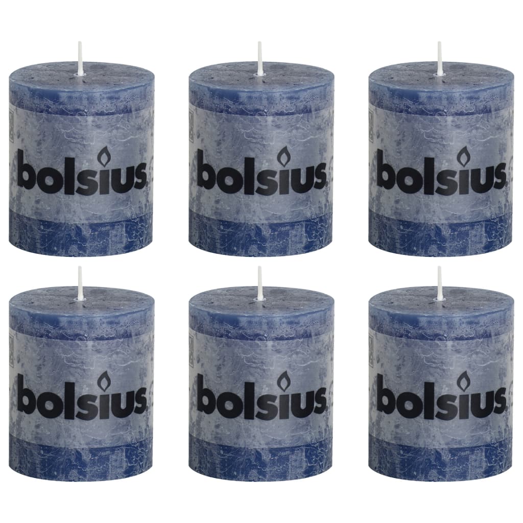 Bolsius Žvakės, 6vnt., tamsiai mėlynos, 80x68mm, cilindro formos