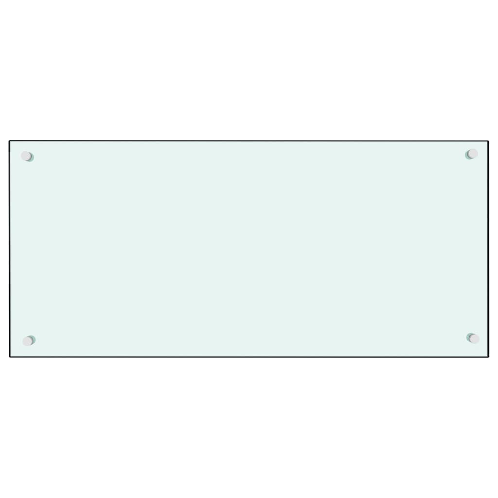 vidaXL Virtuvės sienelė, baltos spalvos, 90x40cm, grūdintas stiklas