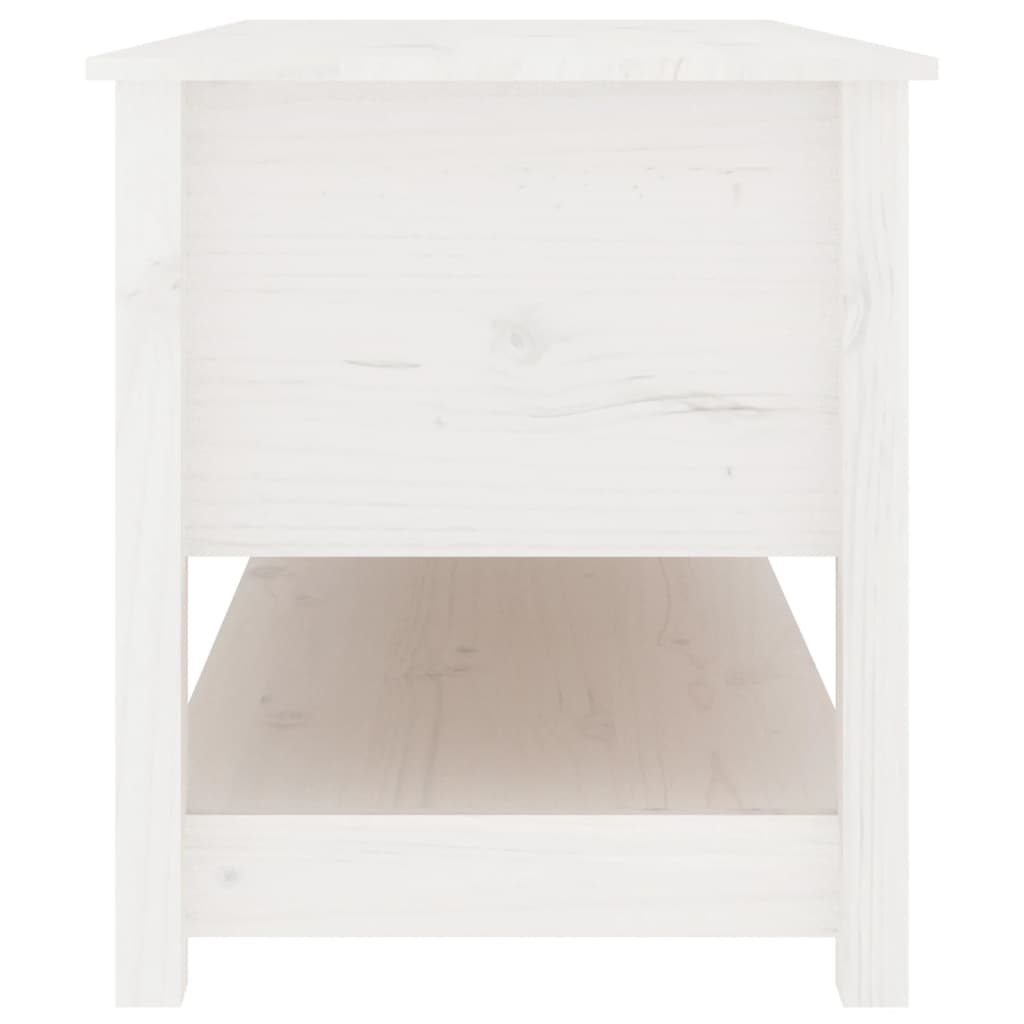 vidaXL Kavos staliukas, baltas, 102x49x55cm, pušies medienos masyvas