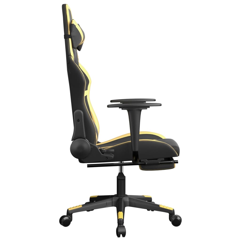 vidaXL Masažinė žaidimų kėdė su pakoja, juoda ir auksinė, dirbtinė oda