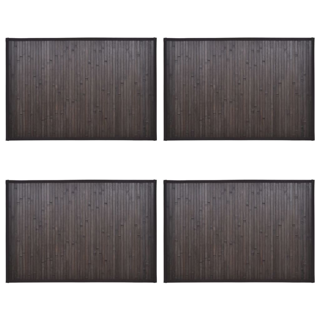 vidaXL Vonios kilimėliai, 4vnt., tamsiai rudi, 40x50cm, bambukas