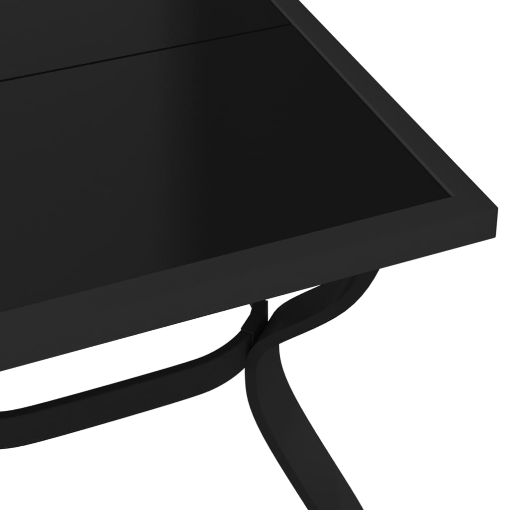 vidaXL Sodo stalas, juodos spalvos, 140x70x70cm, plienas ir stiklas