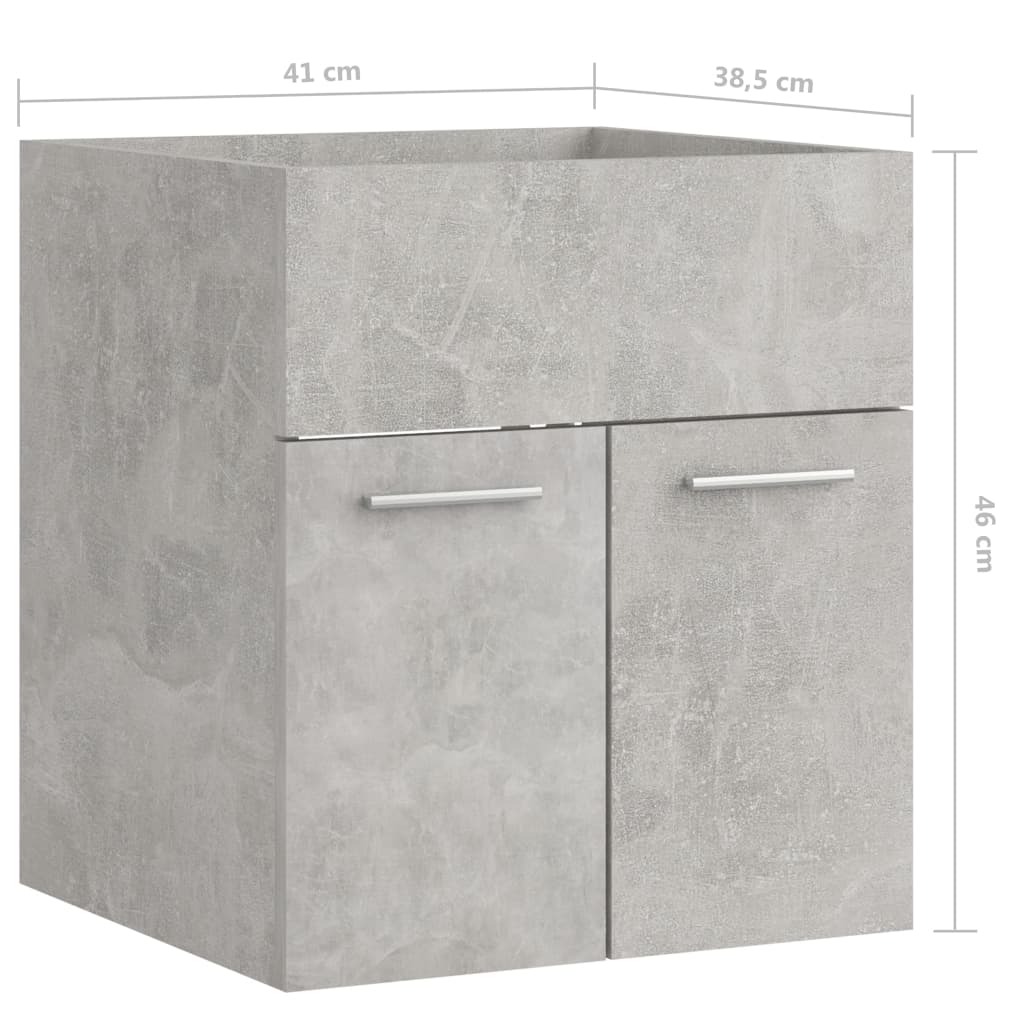 vidaXL Spintelė praustuvui, betono pilkos spalvos, 41x38,5x46cm, MDP