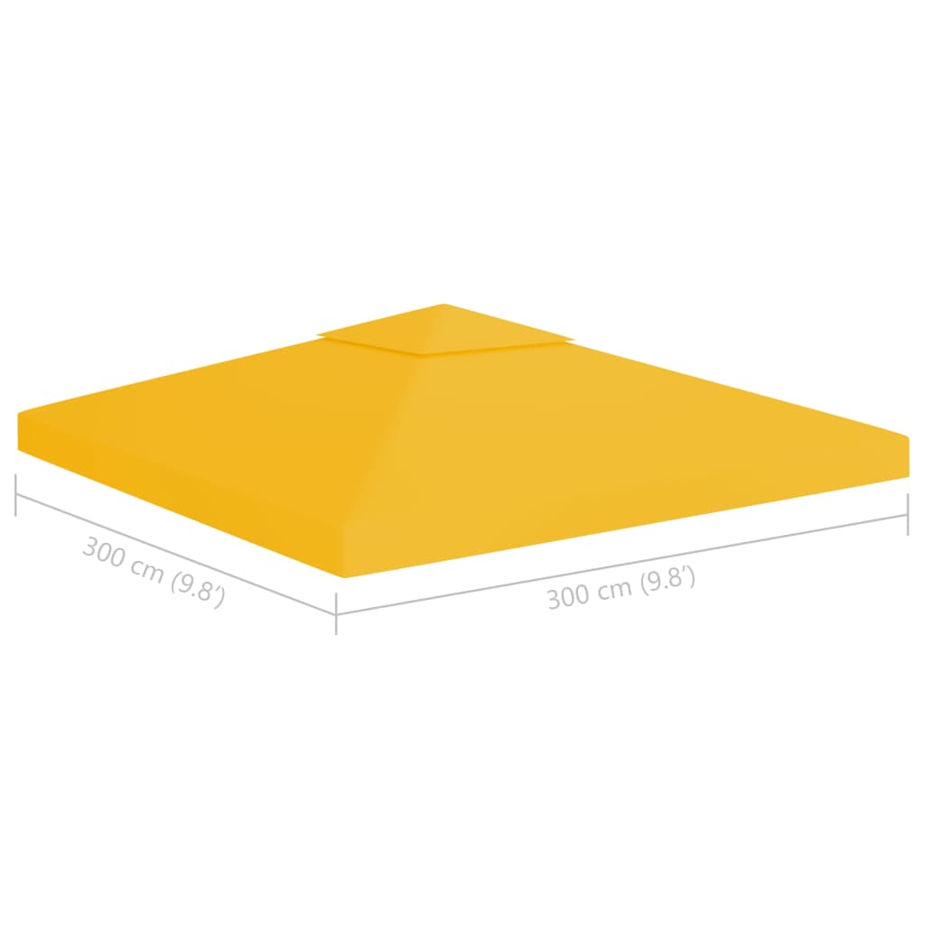 vidaXL Pavėsinės uždangalas, 2 pakopų, geltonas, 3x3m, 310 g/m²