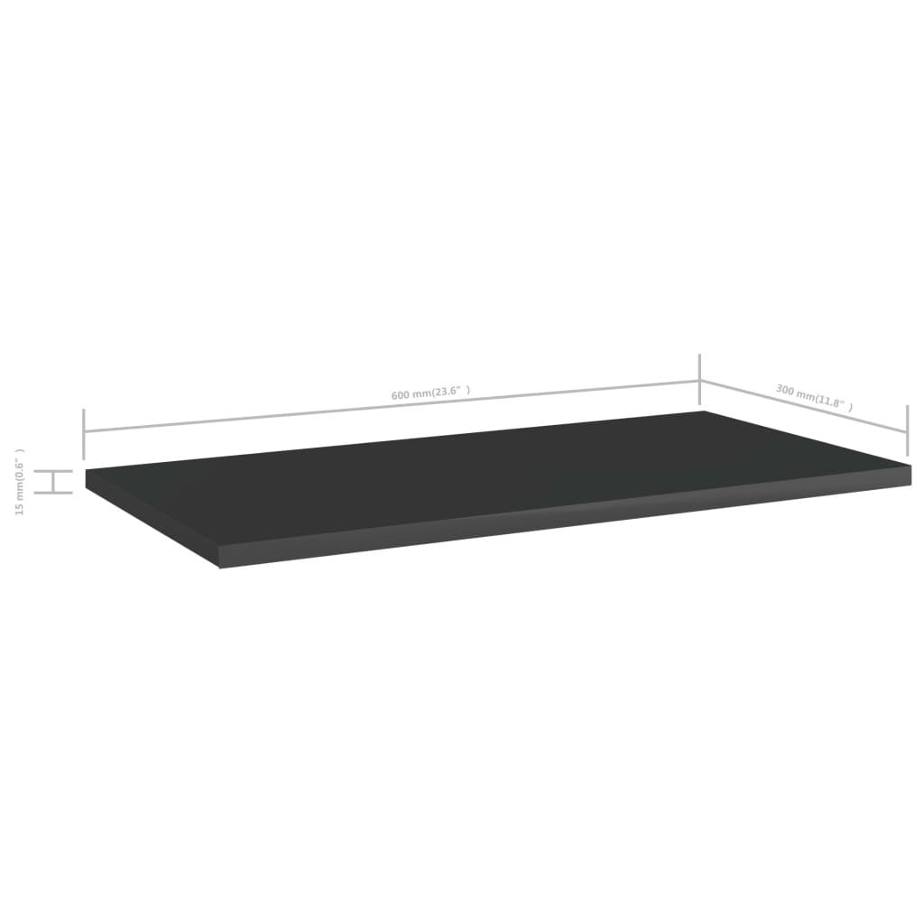 vidaXL Knygų lentynos plokštės, 4vnt., juodos, 60x30x1,5cm, MDP