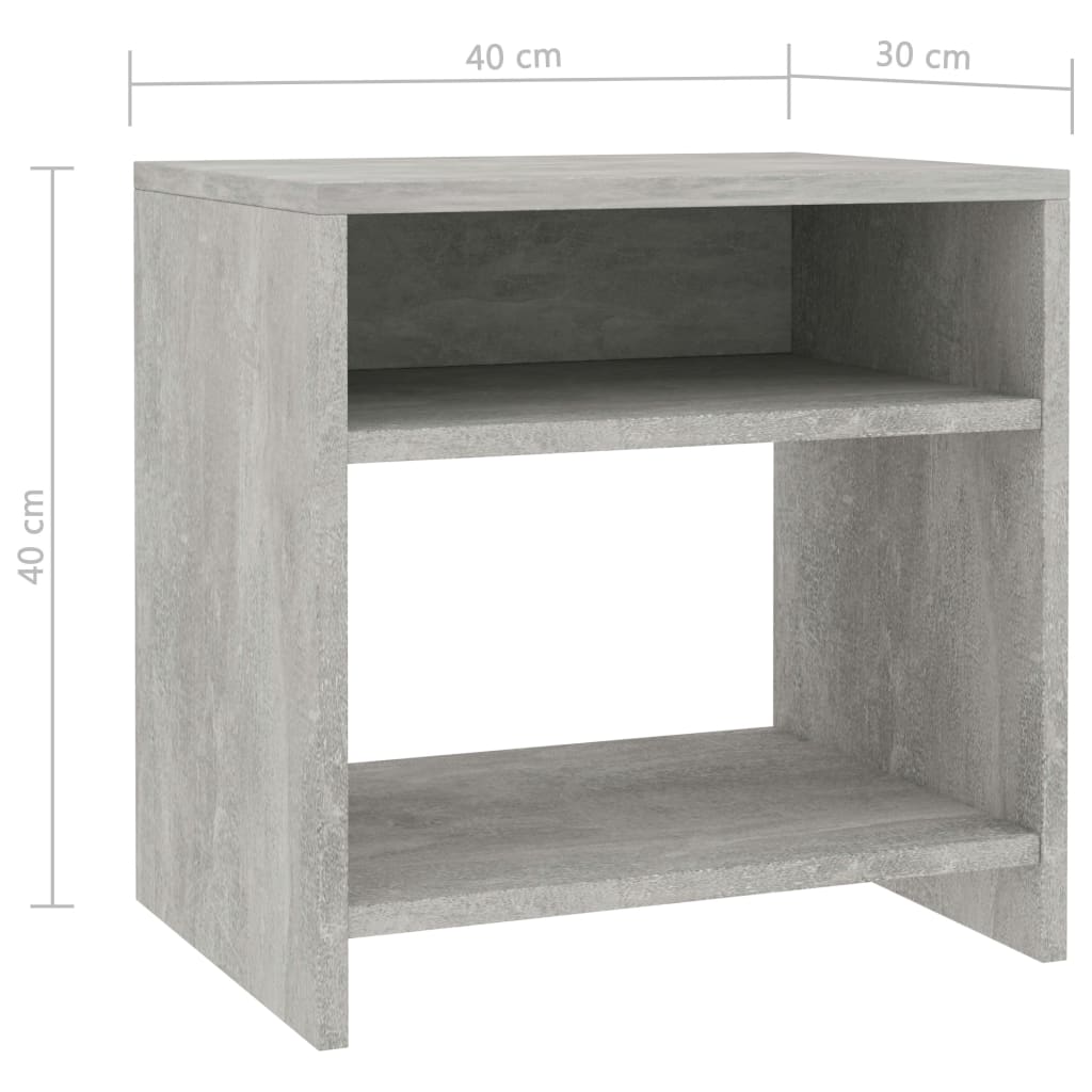 vidaXL Naktinės spintelės, 2vnt., betono, 40x30x40cm, apdirbta mediena