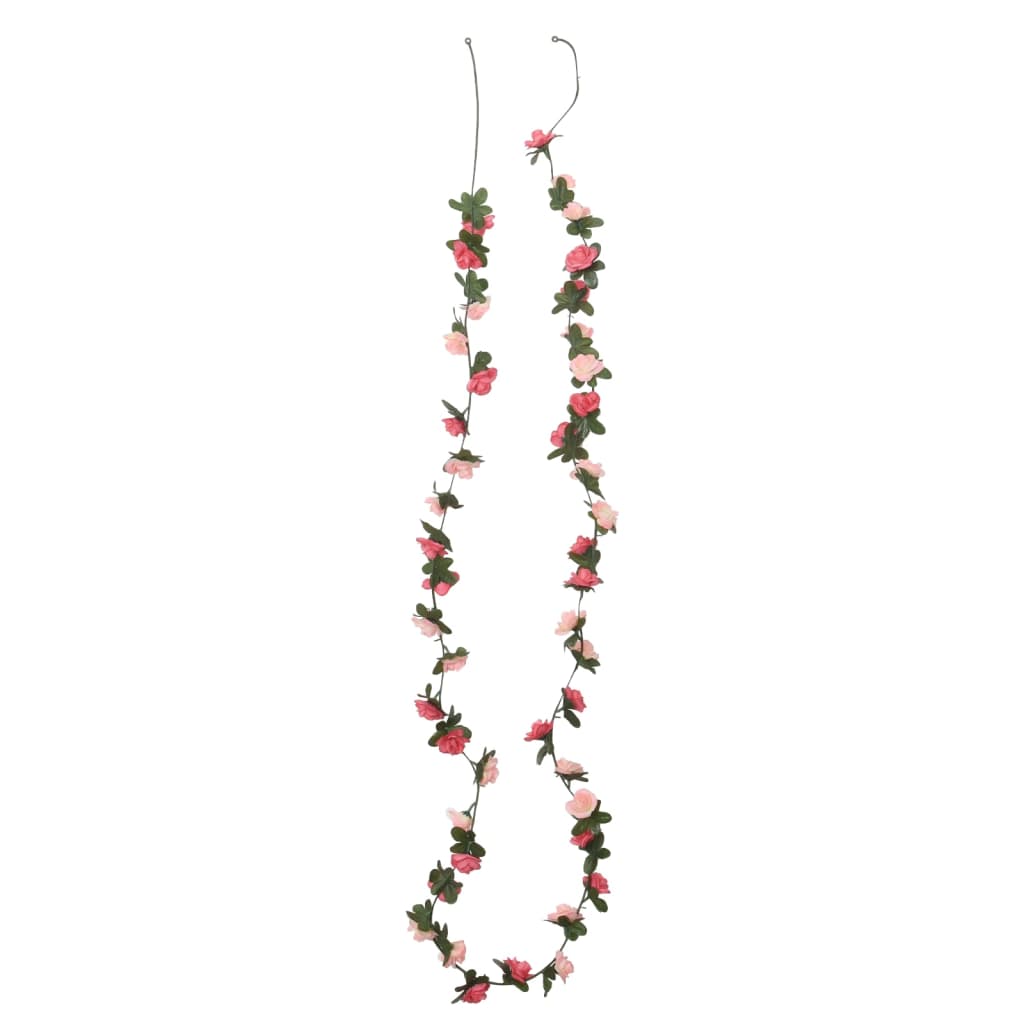 vidaXL Dirbtinių gėlių girliandos, 6vnt., rožių spalvos, 240cm