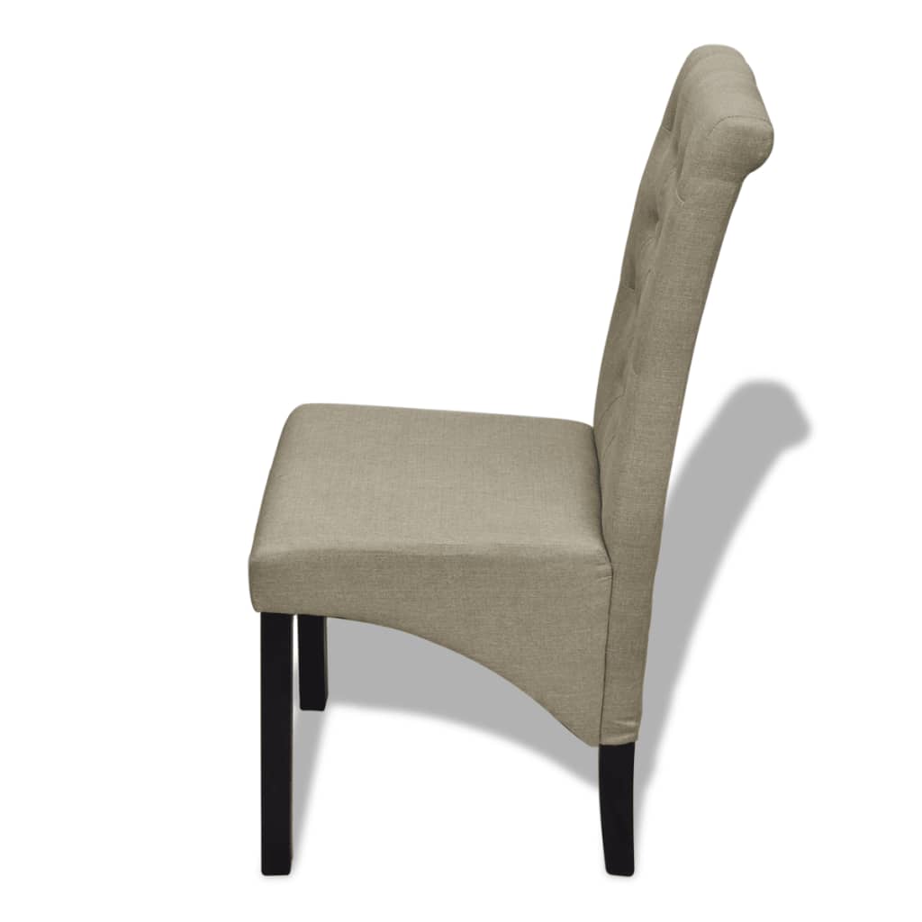 vidaXL Valgomojo kėdės, 4 vnt., smėlio spalvos, audinys