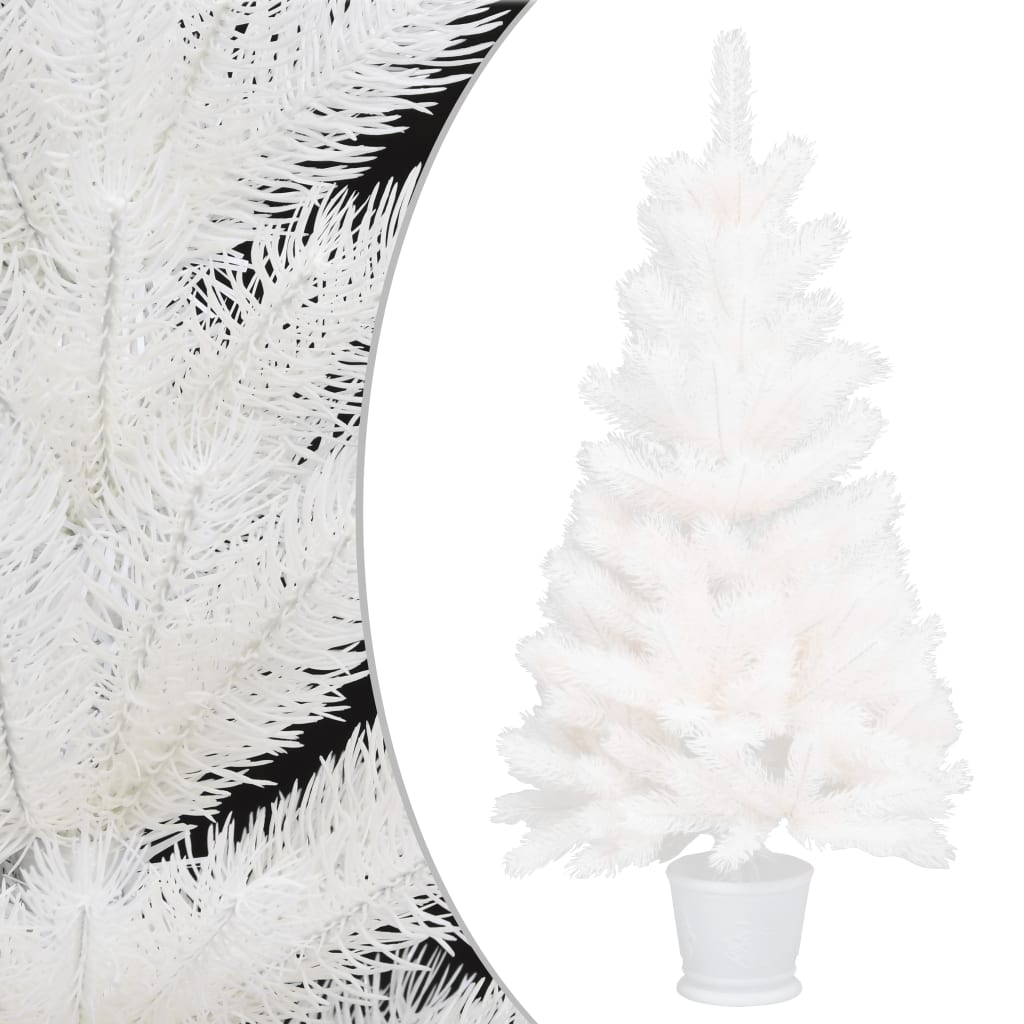 vidaXL Dirbtinė apšviesta Kalėdų eglutė, baltos spalvos, 90cm