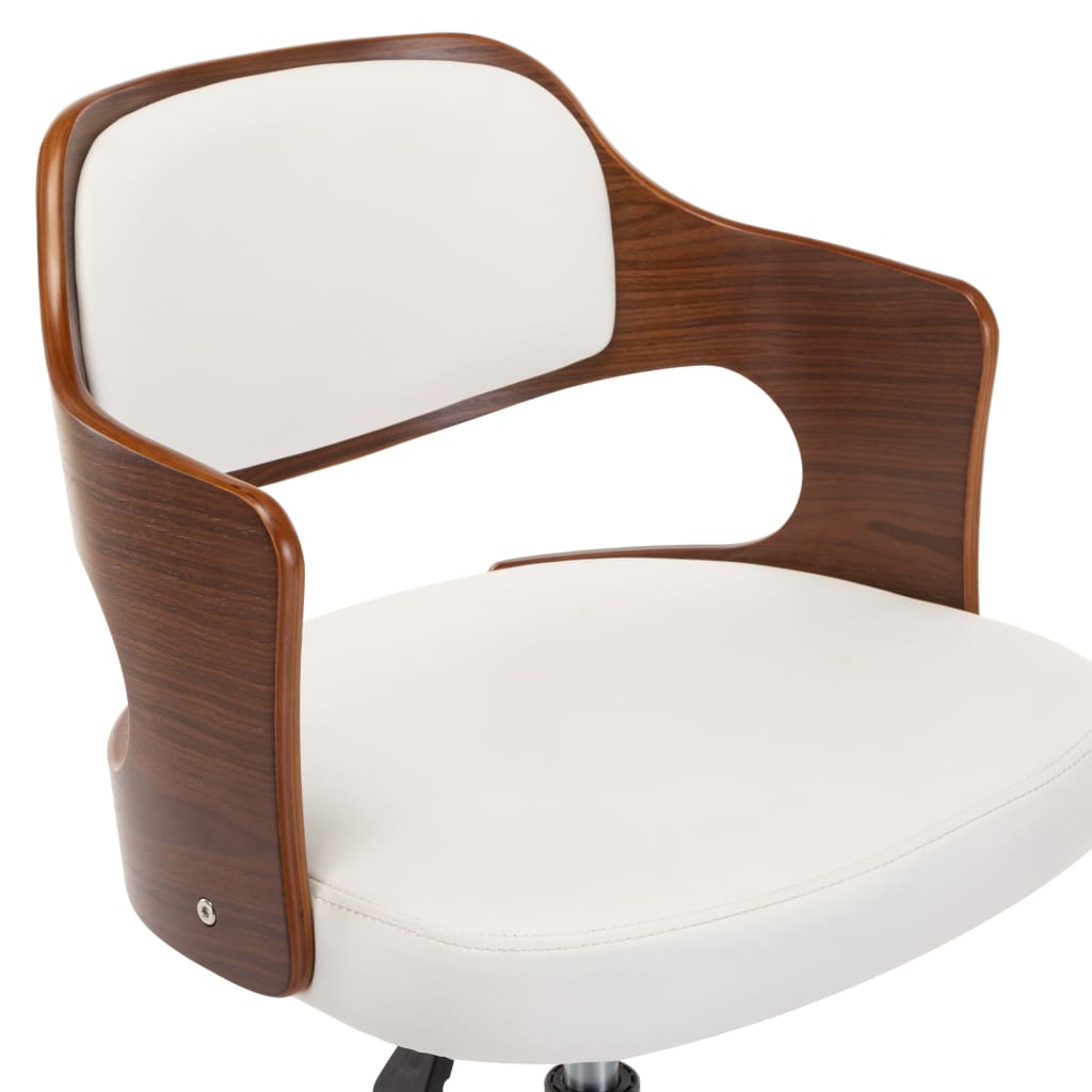 vidaXL Valgomojo kėdės, 4vnt., baltos, lenkta mediena ir dirbtinė oda