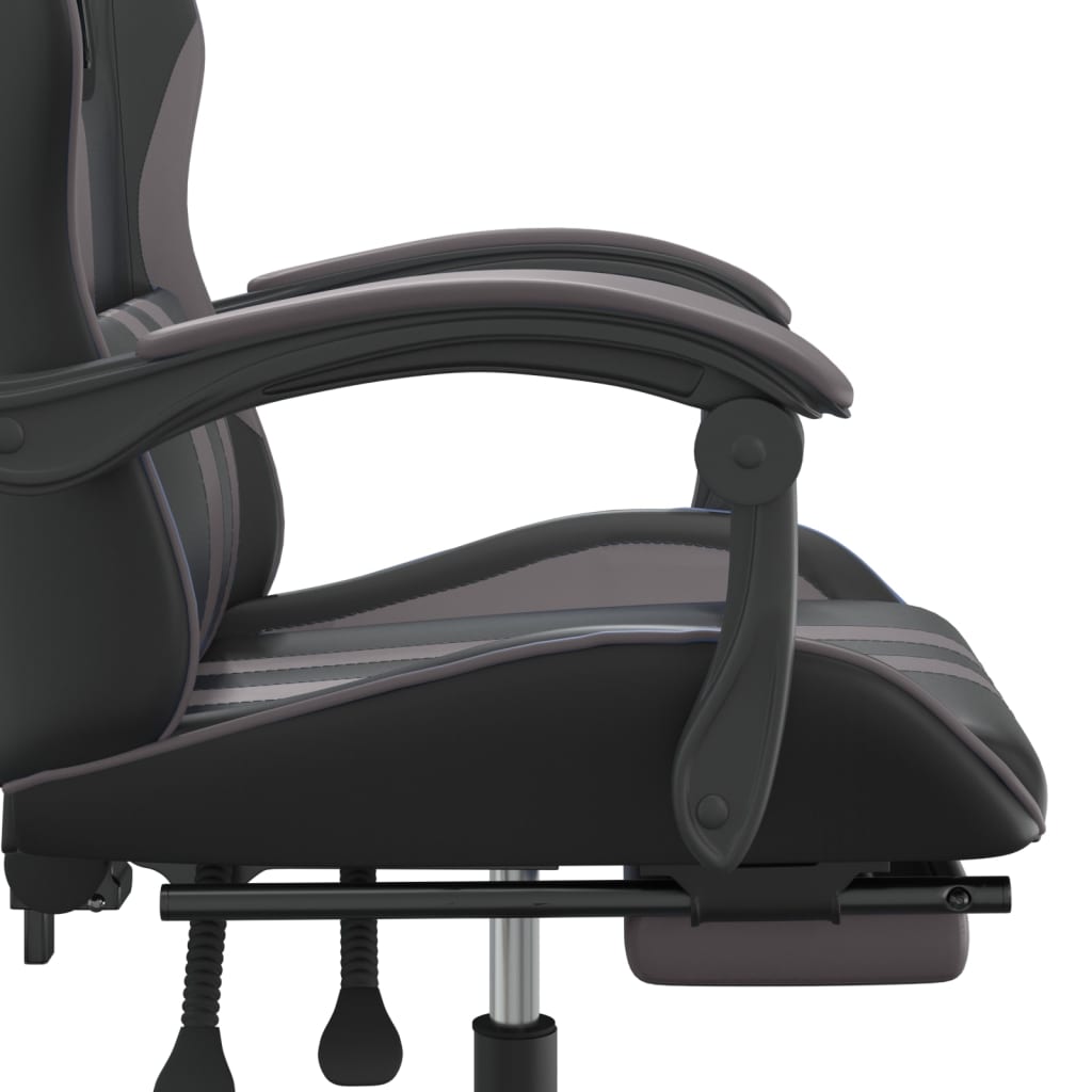 vidaXL Pasukama žaidimų kėdė su pakoja, juoda ir pilka, dirbtinė oda