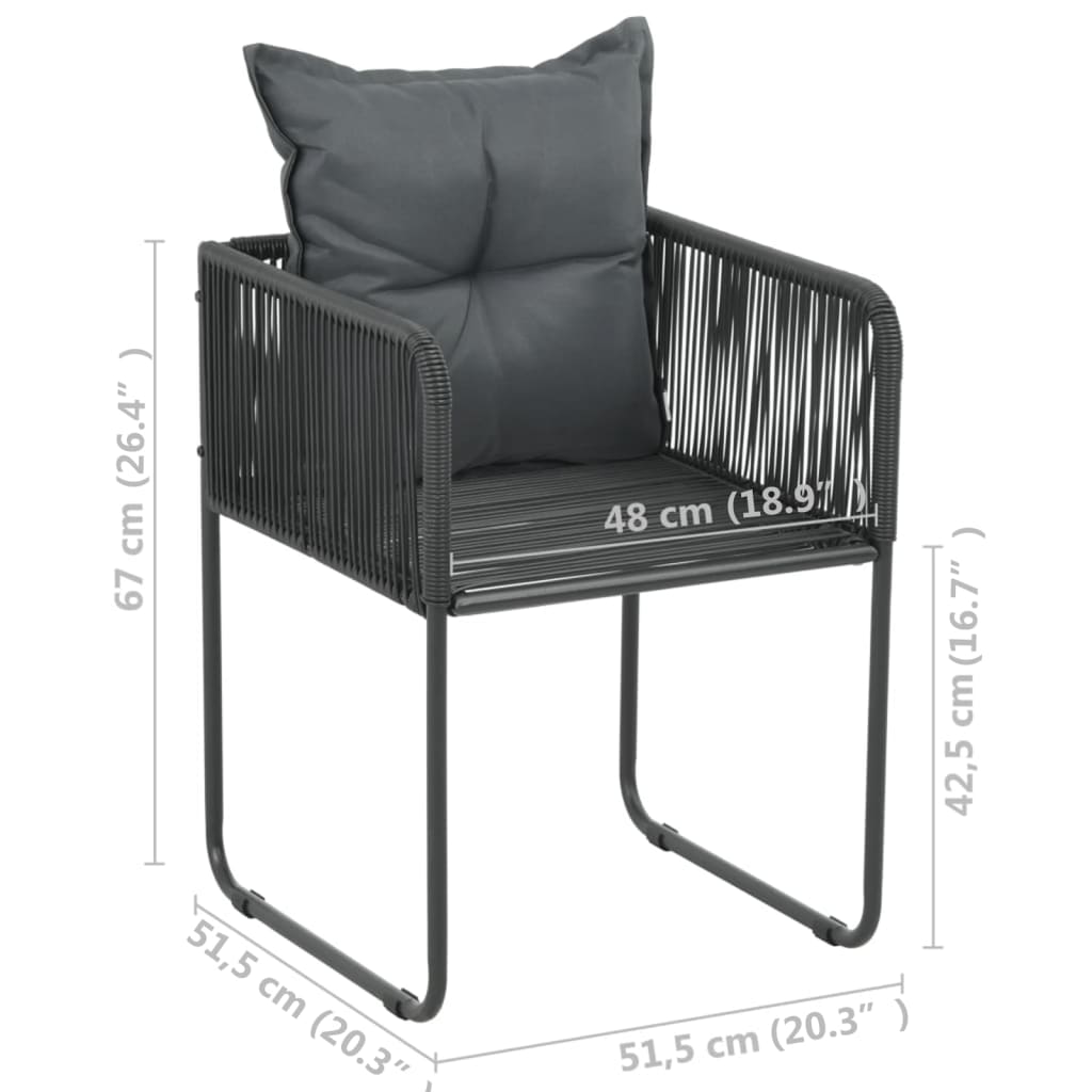 vidaXL Lauko kėdės su pagalvėmis, 4vnt., juodos spalvos, poliratanas