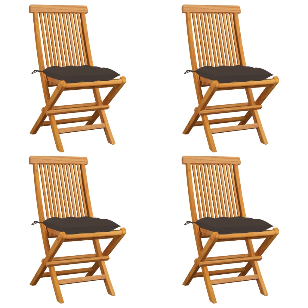 vidaXL Sodo kėdės su taupe spalvos pagalvėlėmis, 4vnt., tikmedis