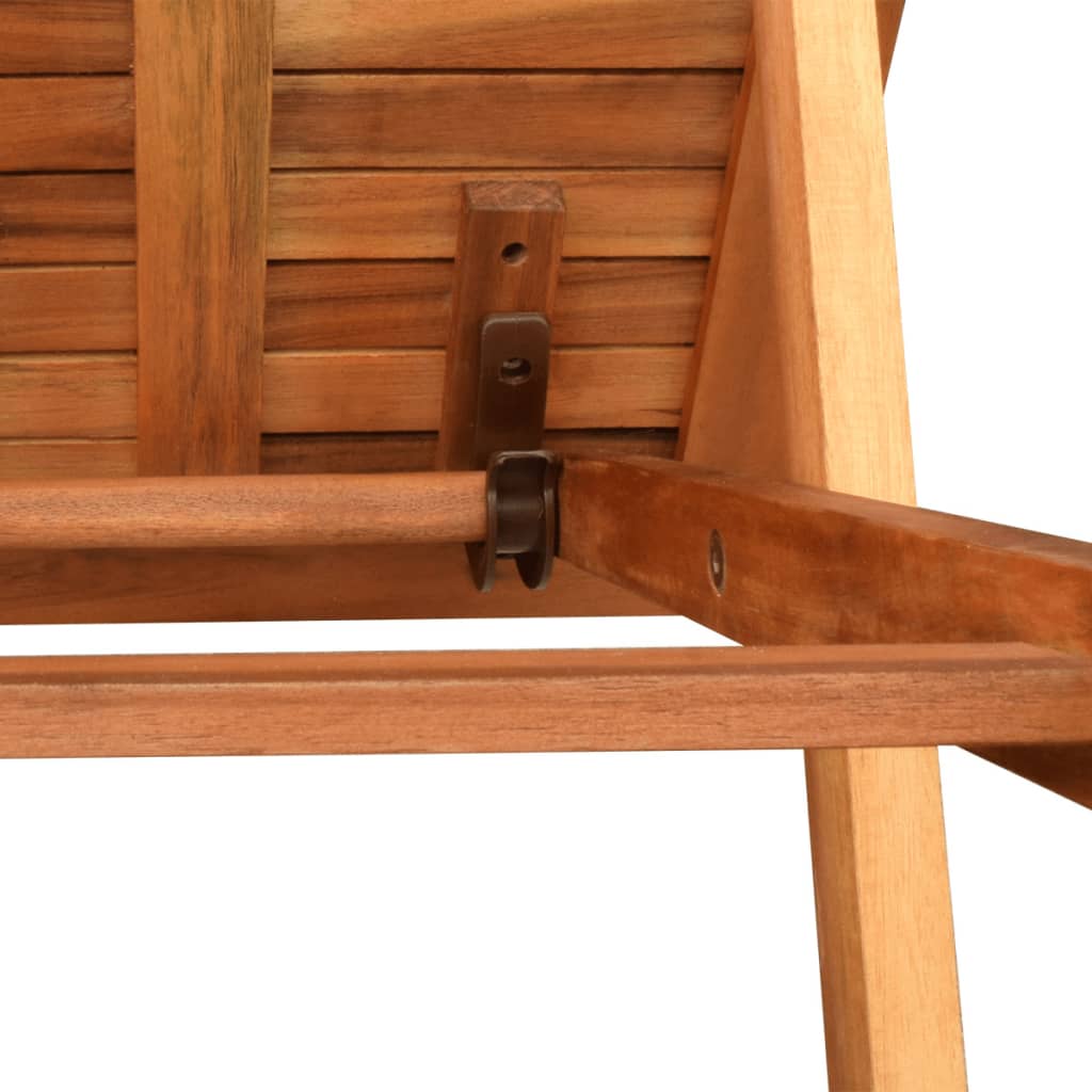 vidaXL Saulės gultai, 2 vnt., su staliuku, akacijos mediena