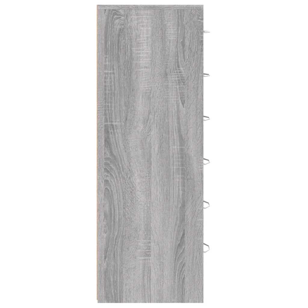 vidaXL Šoninė spintelė su 6 stalčiais, pilka, 50x34x96cm, mediena