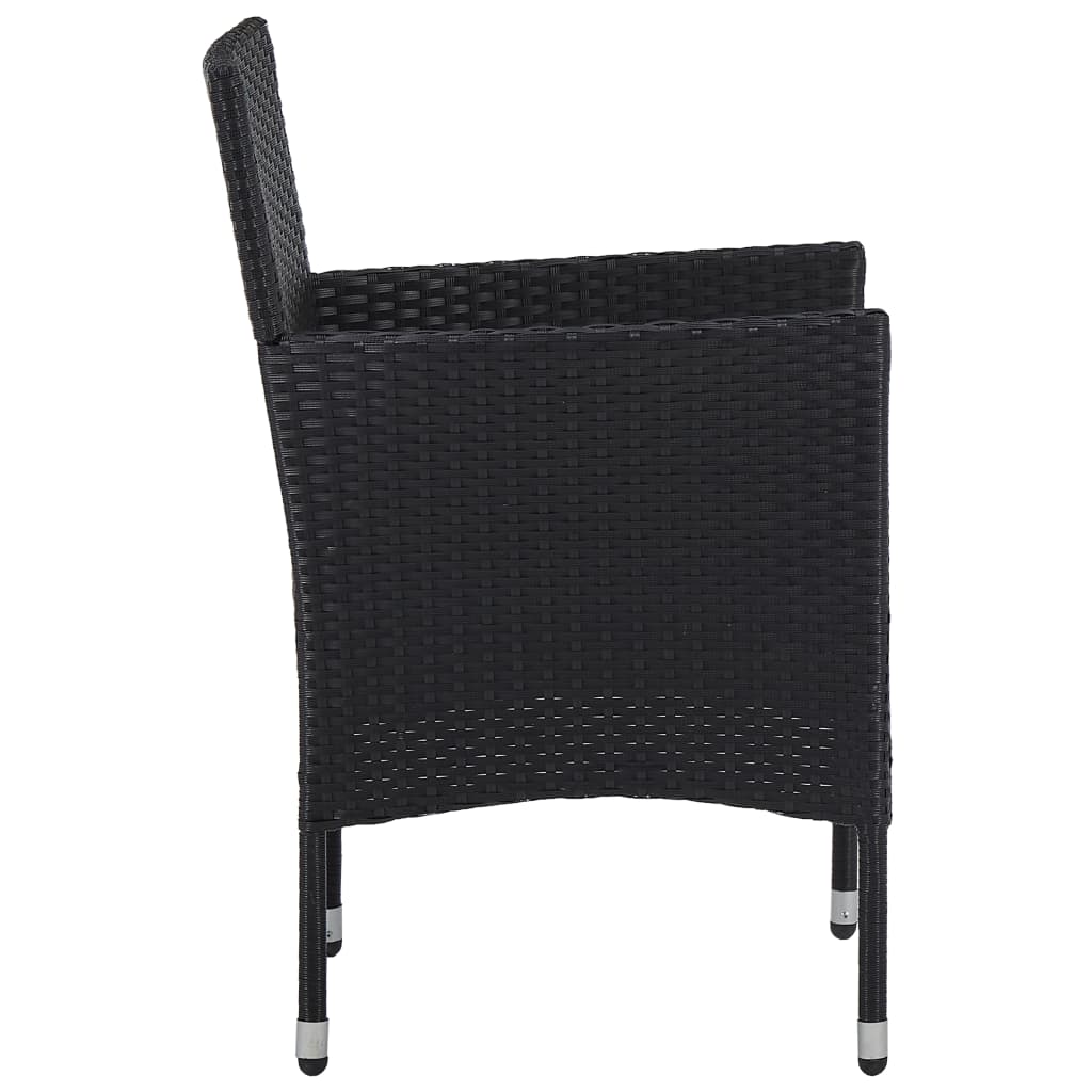 vidaXL Sodo valgomojo kėdės, 2vnt., juodos spalvos, poliratanas