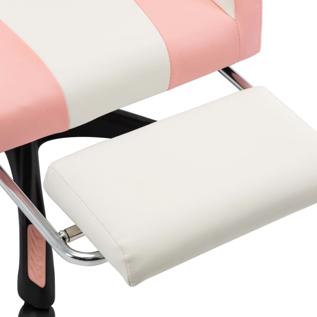vidaXL Žaidimų kėdė su pakoja, rožinė ir balta, dirbtinė oda