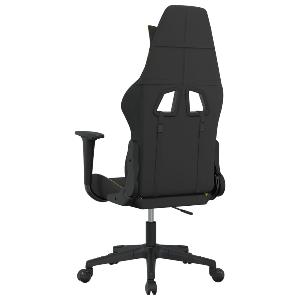 vidaXL Masažinė žaidimų kėdė, juoda ir šviesiai žalia, audinys
