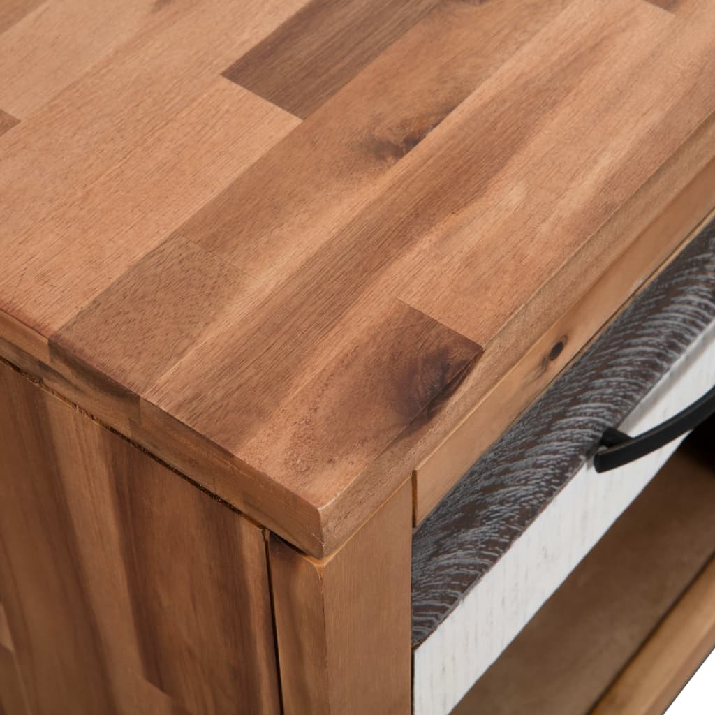 vidaXL Naktinis staliukas, masyvi akacijos mediena, 40x30x48cm