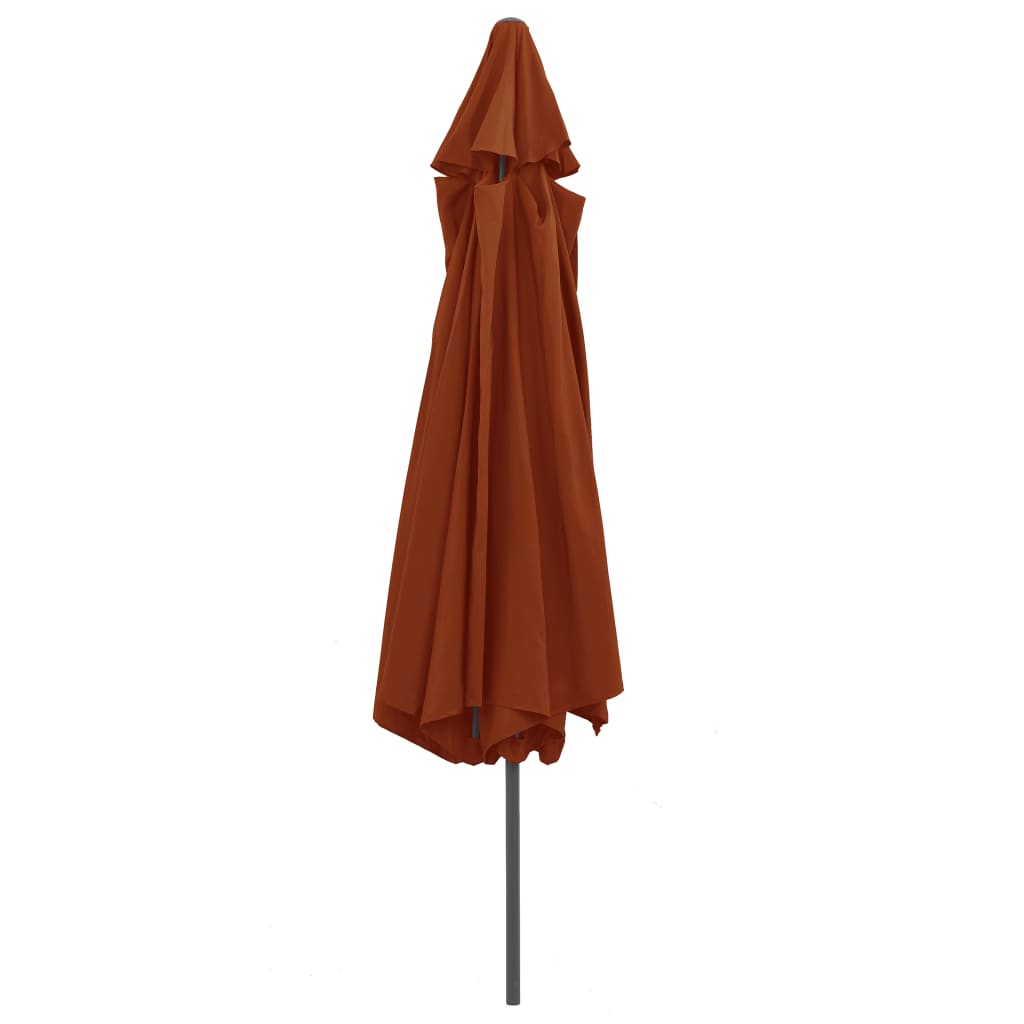 vidaXL Lauko skėtis su metaliniu stulpu, terakota spalvos, 400cm
