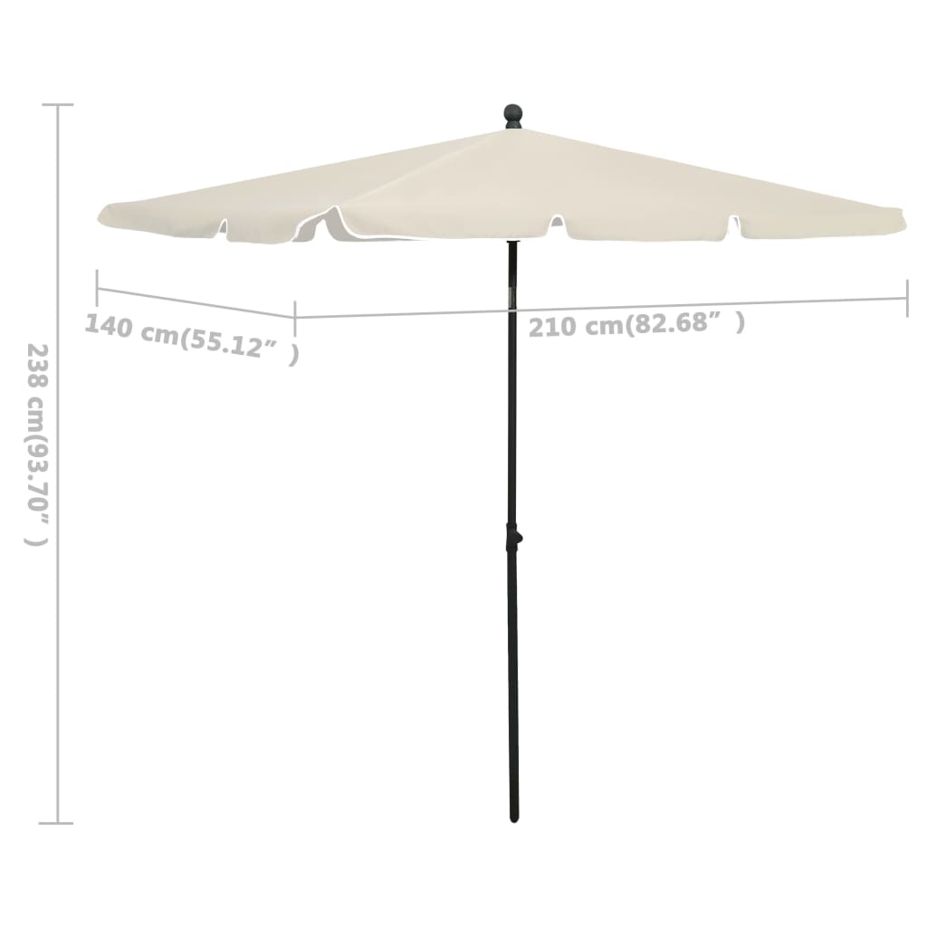 vidaXL Sodo skėtis nuo saulės su stulpu, smėlio spalvos, 210x140cm