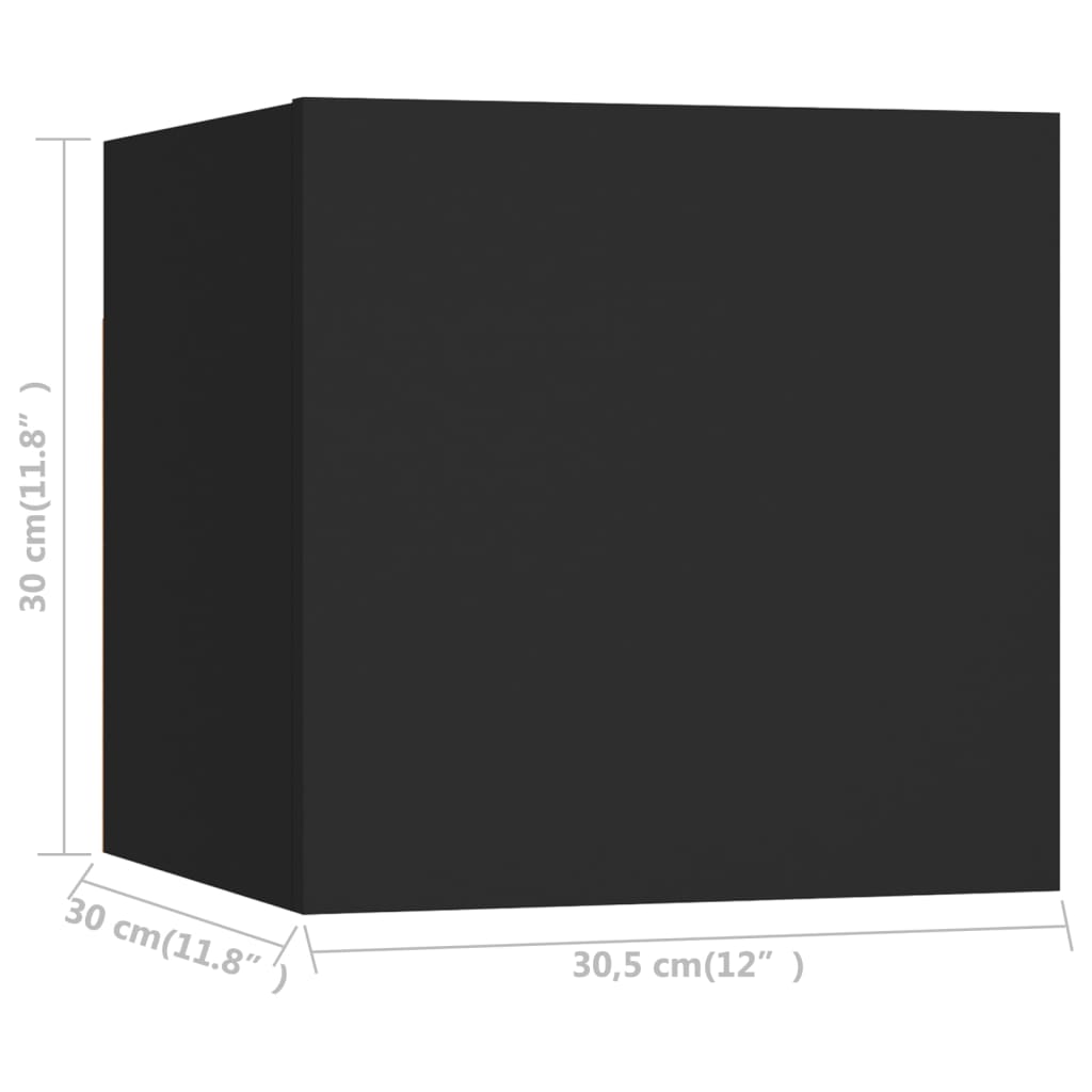 vidaXL Sieninės televizoriaus spintelės, 2vnt., juodos, 30,5x30x30cm