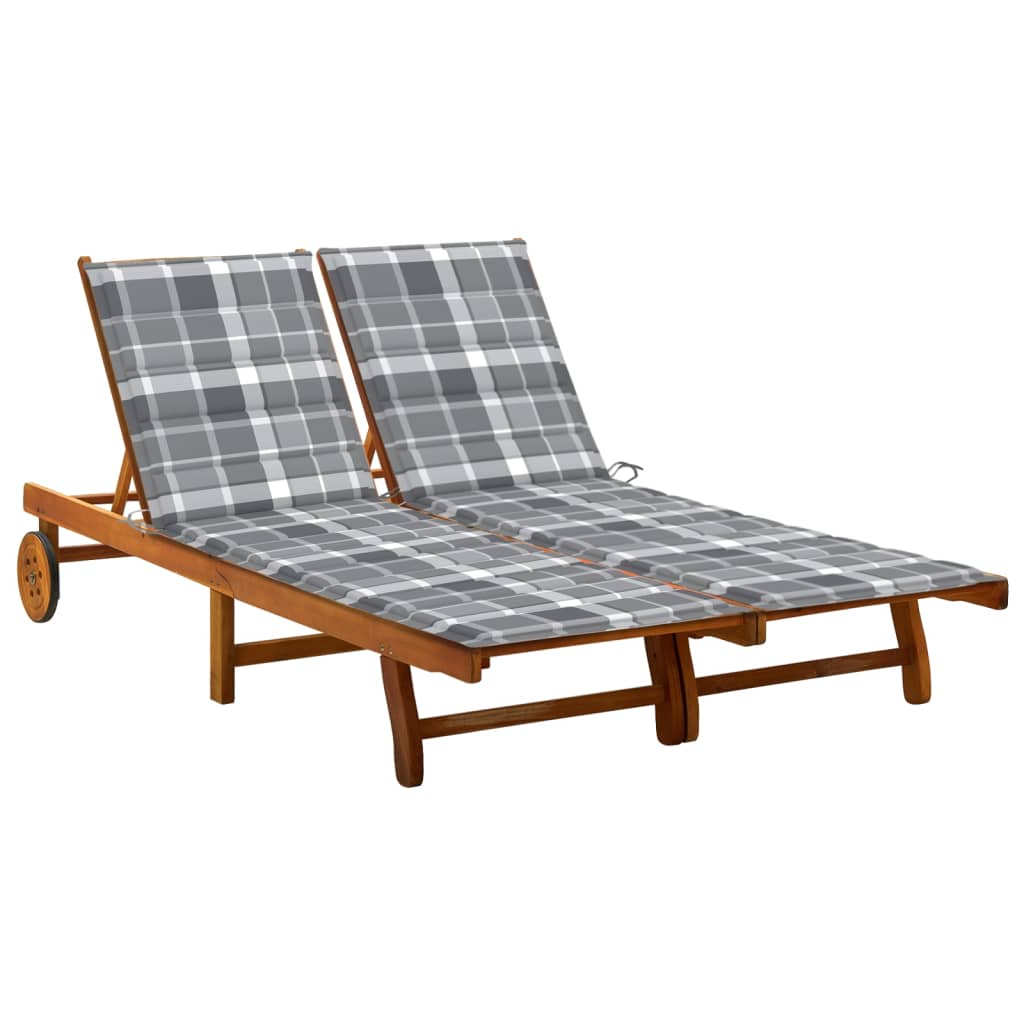 vidaXL Dvivietis sodo saulės gultas su čiužinukais, akacijos masyvas