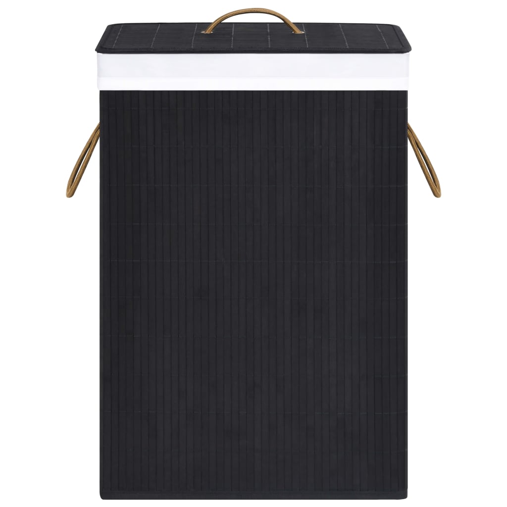 vidaXL Skalbinių krepšys su vienu skyriumi, juodos spalvos, bambukas