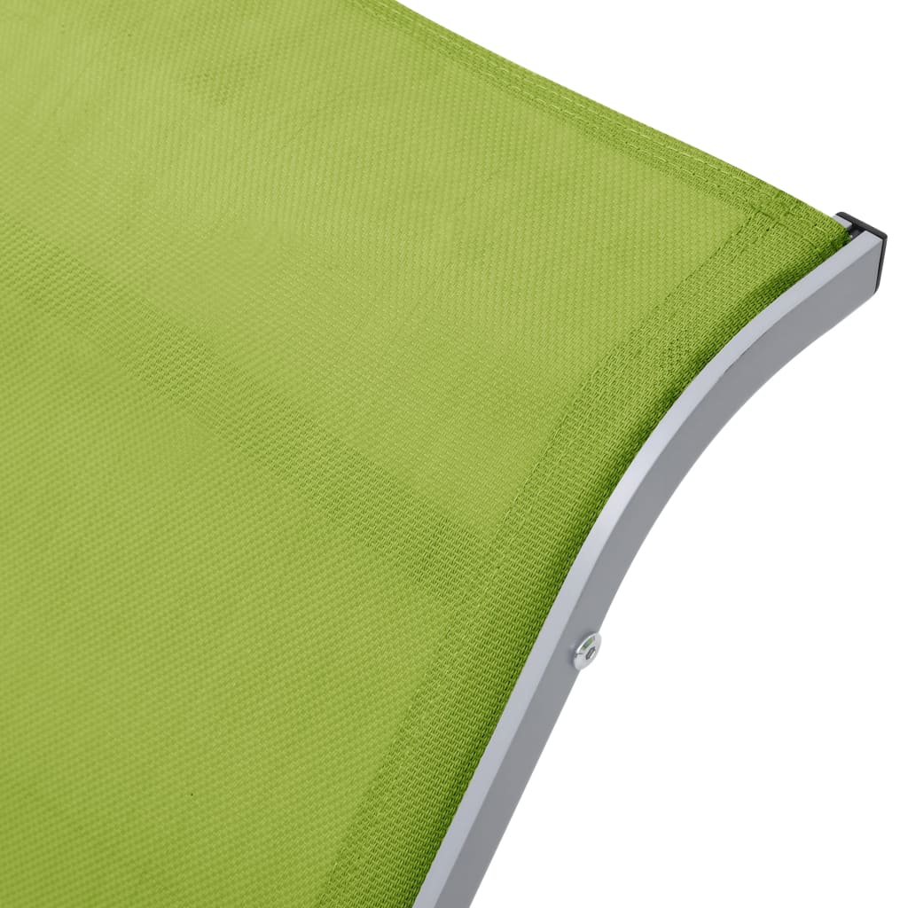 vidaXL Saulės gultas, žalios spalvos, tekstilenas ir aliuminis