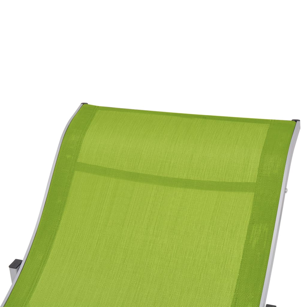 vidaXL Sulankstomi saulės gultai, 2 vnt., žalios spalvos, tekstilenas