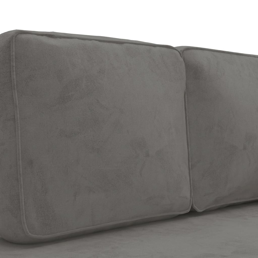 vidaXL Poilsio sofa su pagalvėmis ir ilga pagalve, pilka, aksomas