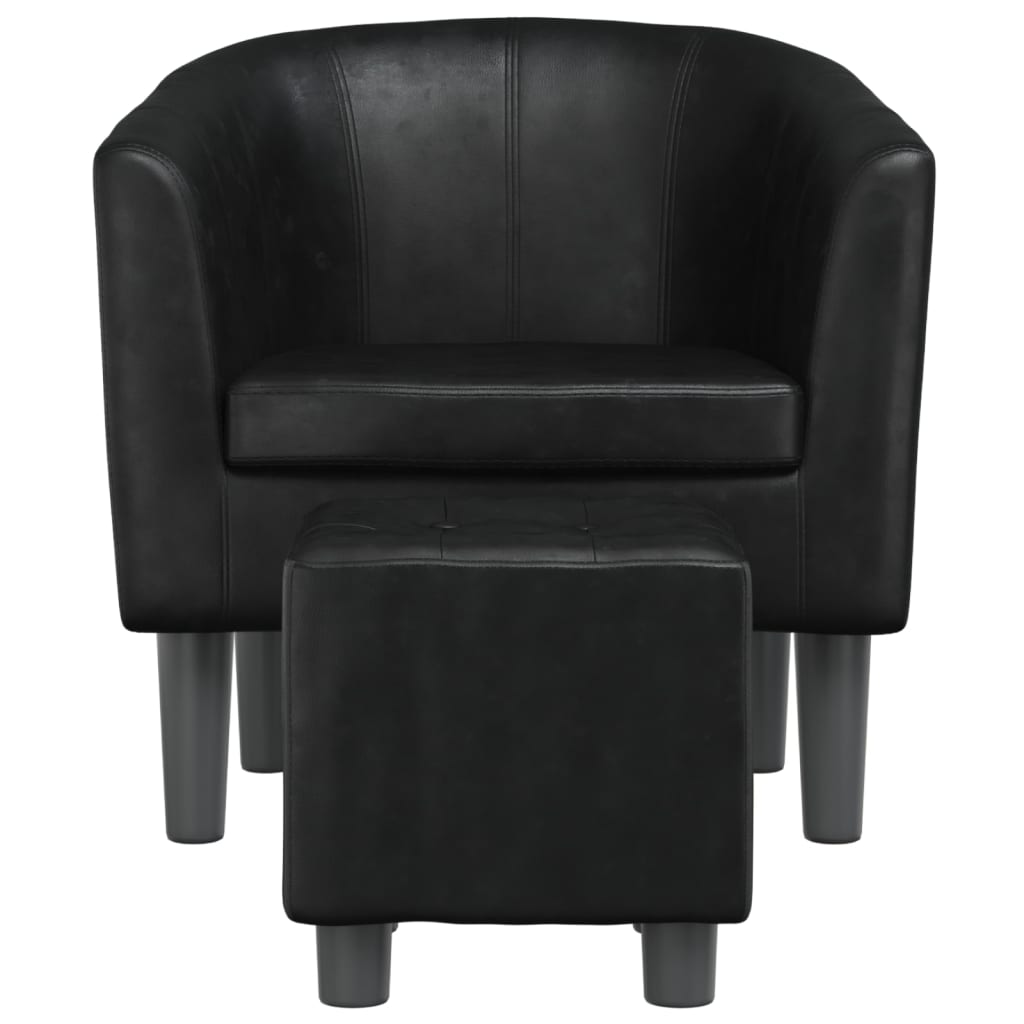 vidaXL Krėslas su pakoja, juodos spalvos, dirbtinė oda