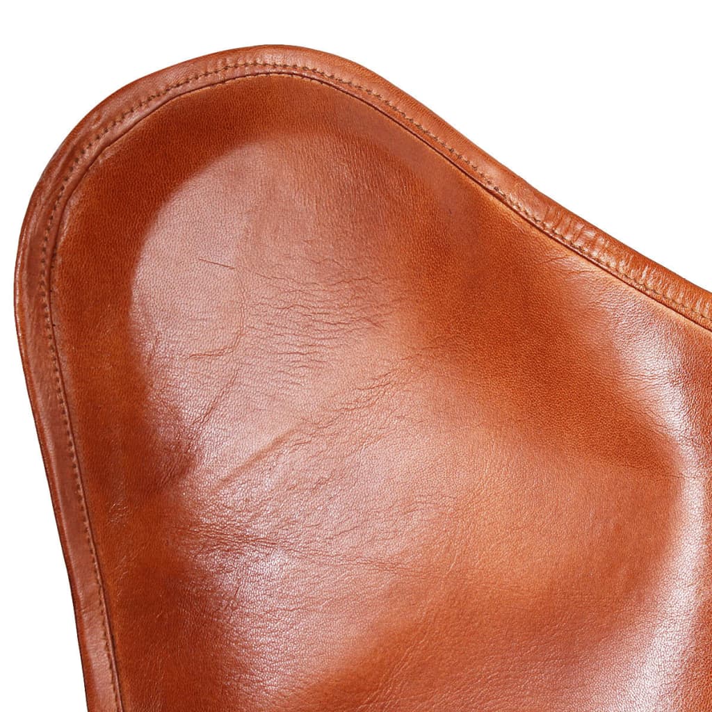 vidaXL Išskleidžiama kėdė, ruda, tikra oda
