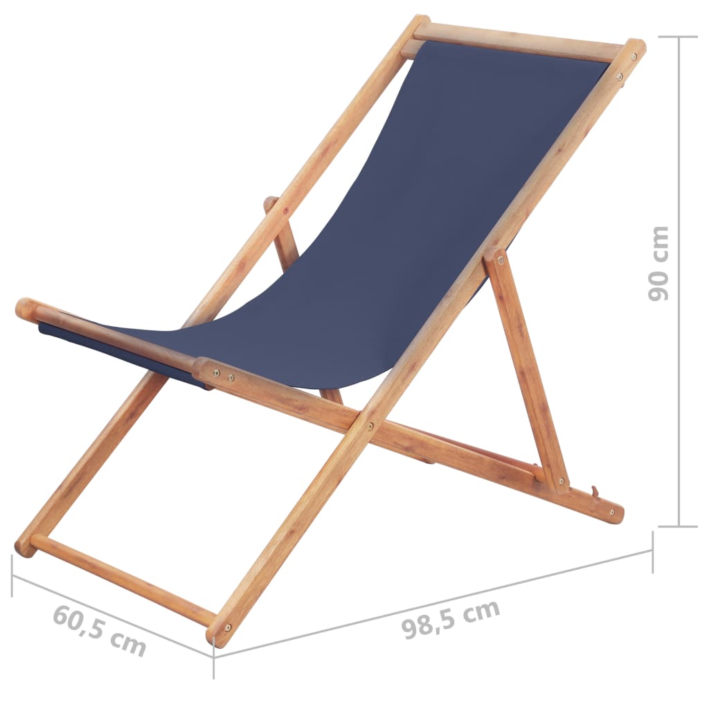 vidaXL Sulankstoma paplūdimio kėdė, audinys ir medinis rėmas, mėlyna