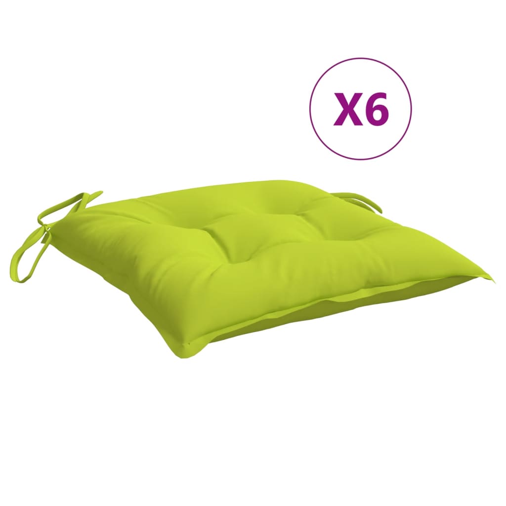 vidaXL Kėdės pagalvėlės, 6vnt., ryškiai žalios, 50x50x7cm, audinys