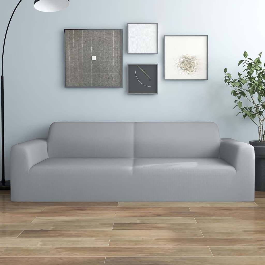 vidaXL Trivietės sofos užvalkalas, pilkas, džersio poliesteris