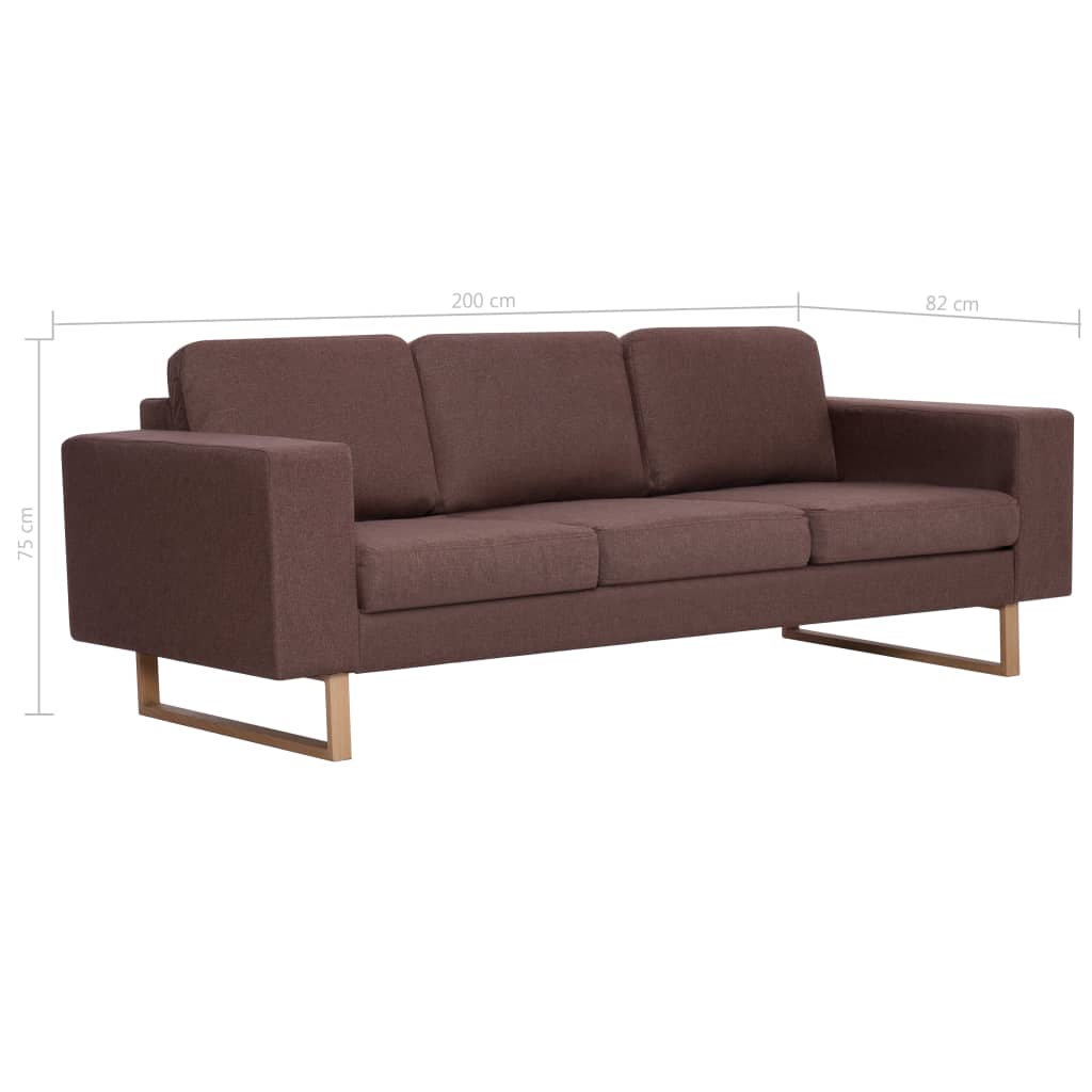 vidaXL Trivietė sofa, ruda, audinys