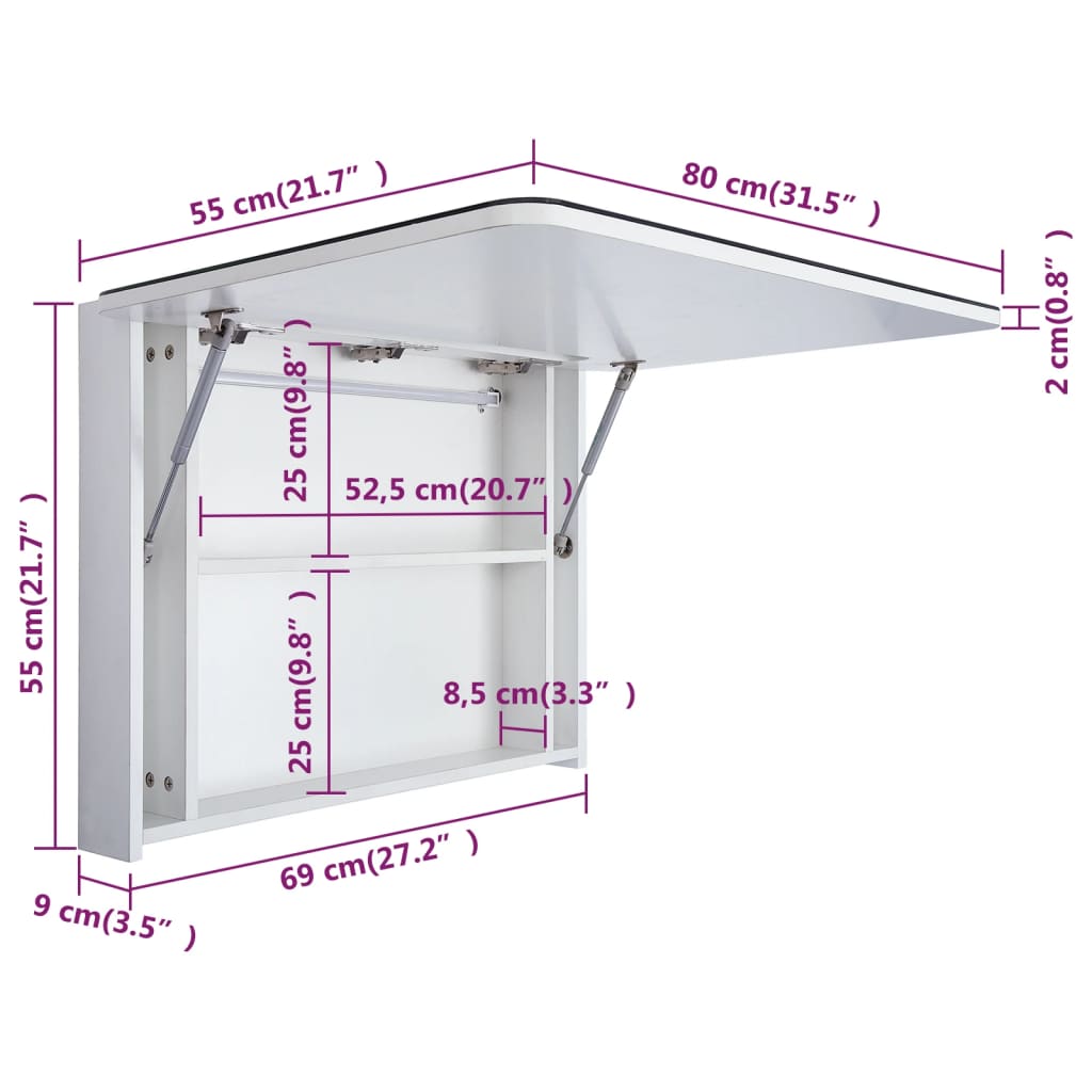 vidaXL Veidrodinė vonios spintelė su LED apšvietimu, 80x9,5x55 cm