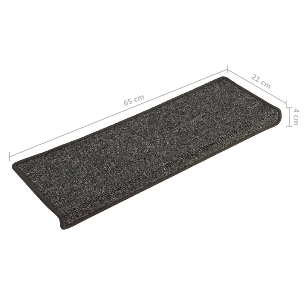 vidaXL Laiptų kilimėliai, 15vnt., pilkos ir juodos spalvos, 65x21x4cm