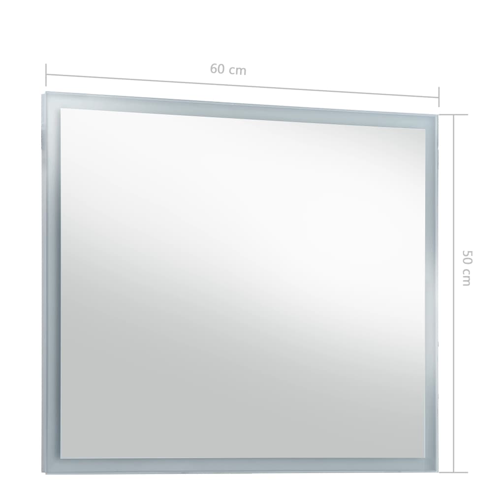 vidaXL Sieninis vonios kambario veidrodis su LED, 60x50cm
